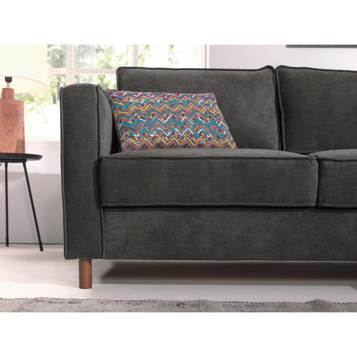 LISA DESIGN Jake - canapé d'angle droit - convertible - 5 places - en velours côtelé