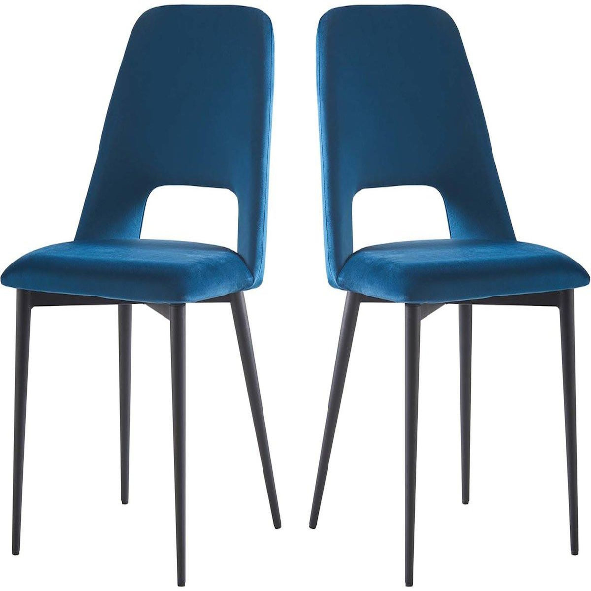 Habitat et Jardin Lot de 2 Chaises en velours  Fedora  - Bleu foncé