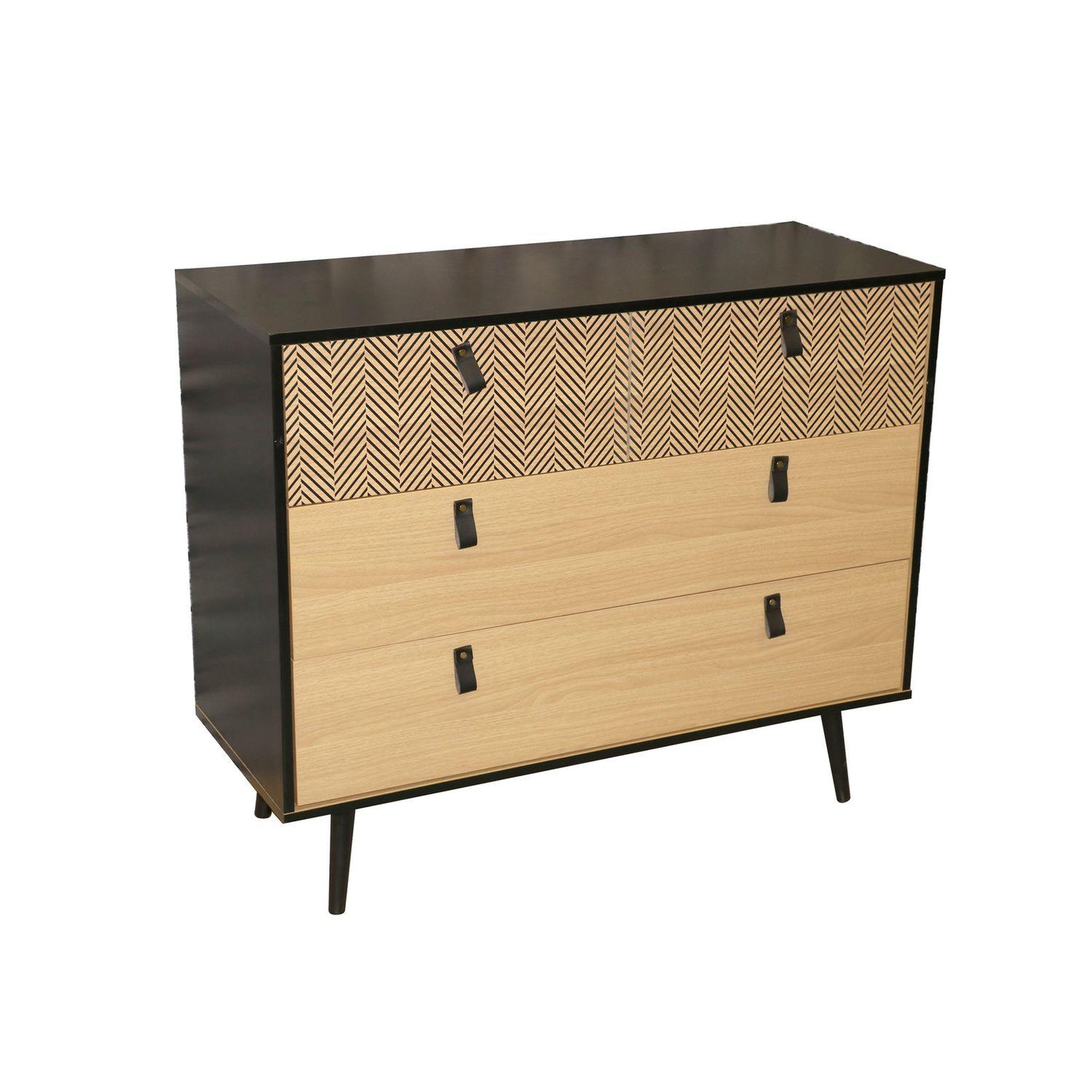 DIVERS Commode contemporaine effet bois Chelsea - L. 98 x H. 82 cm - Noir