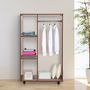 Voir la diapositive 2 : HOMCOM Armoire penderie armoire de rangement mobile panneaux de particules coloris chêne moyen