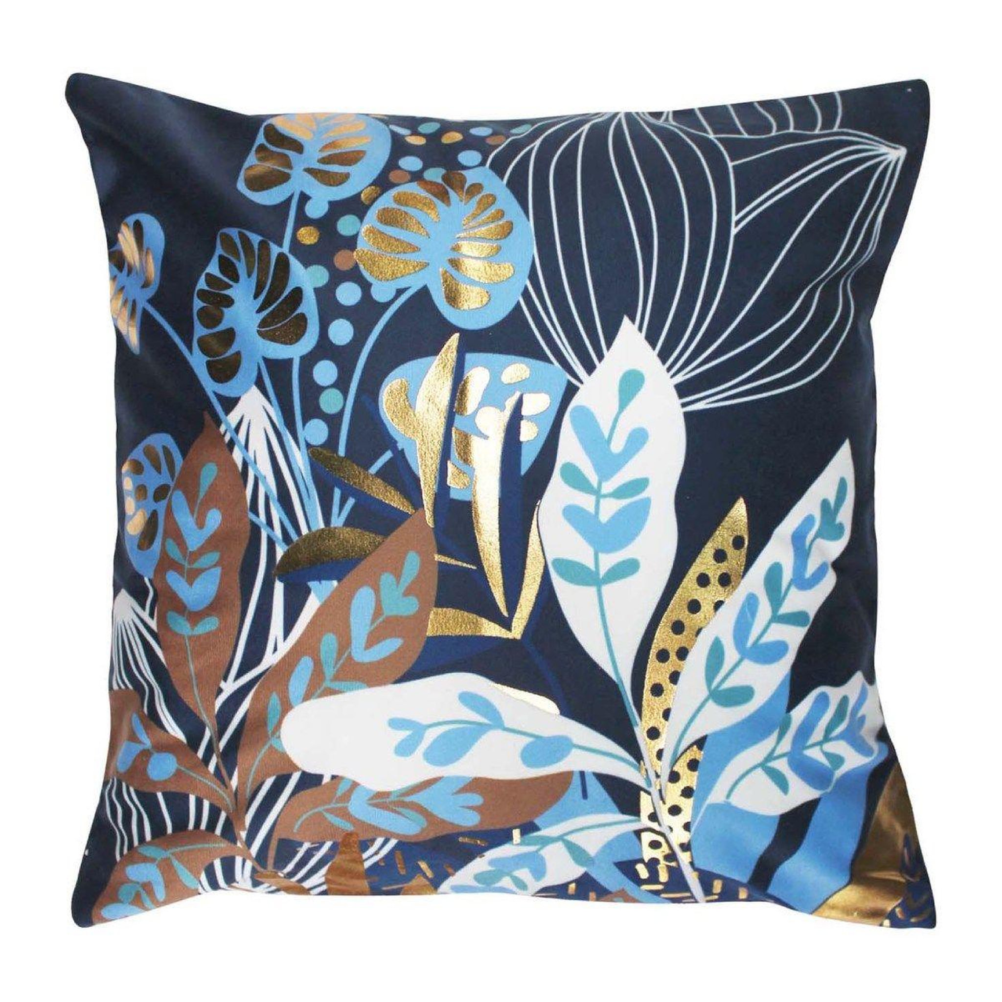Douceur d'Intérieur Housse de coussin velours  inoa  40x40cm bleu & or