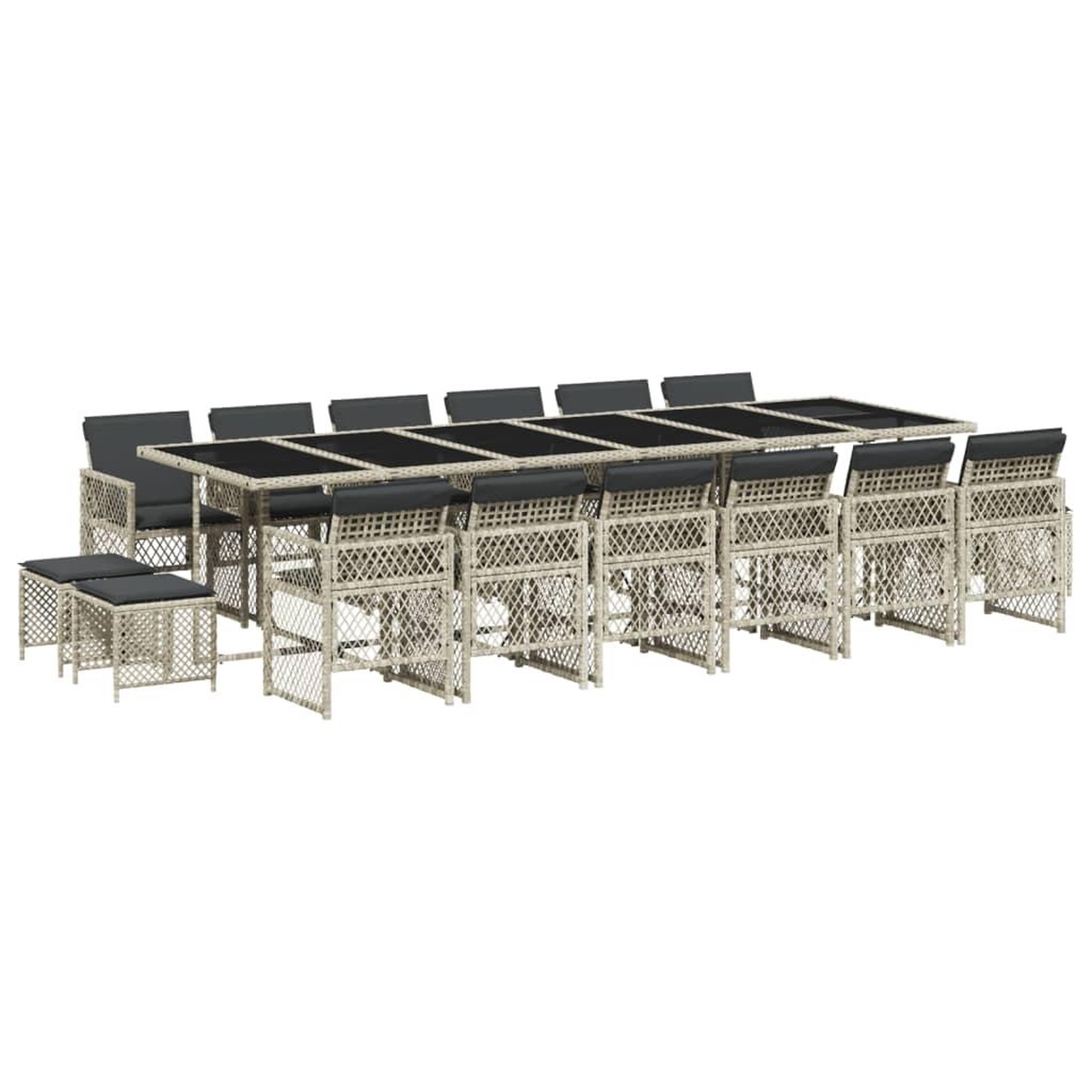Voir la diapositive 2 : VIDAXL Ensemble a manger de jardin et coussins 17 pcs gris clair rotin