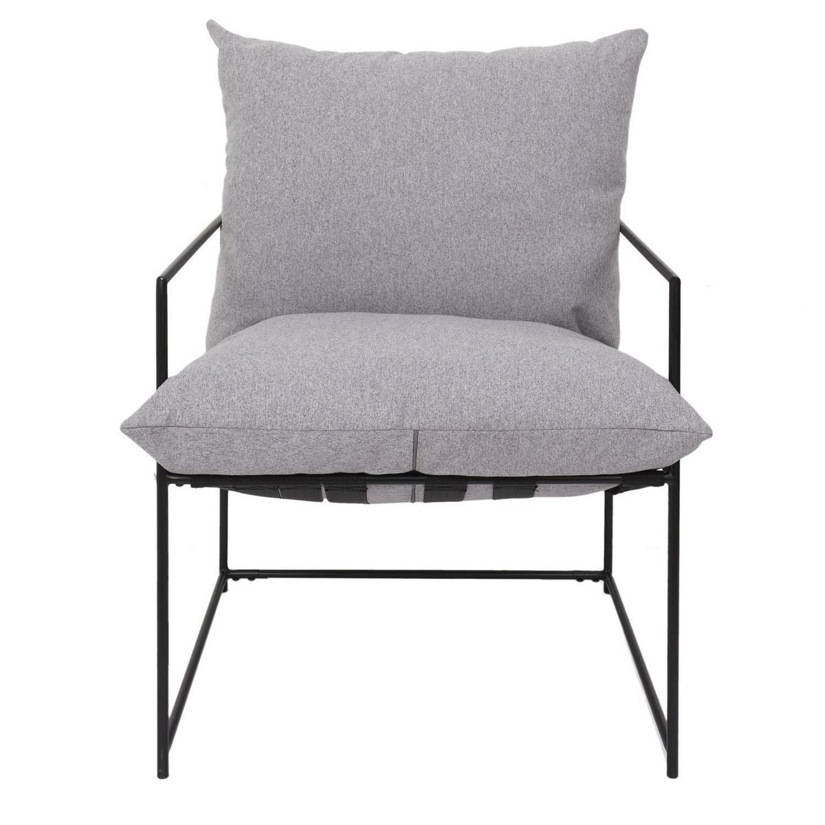 The Home Deco Factory Fauteuil tissu et métal Ella - Gris et noir