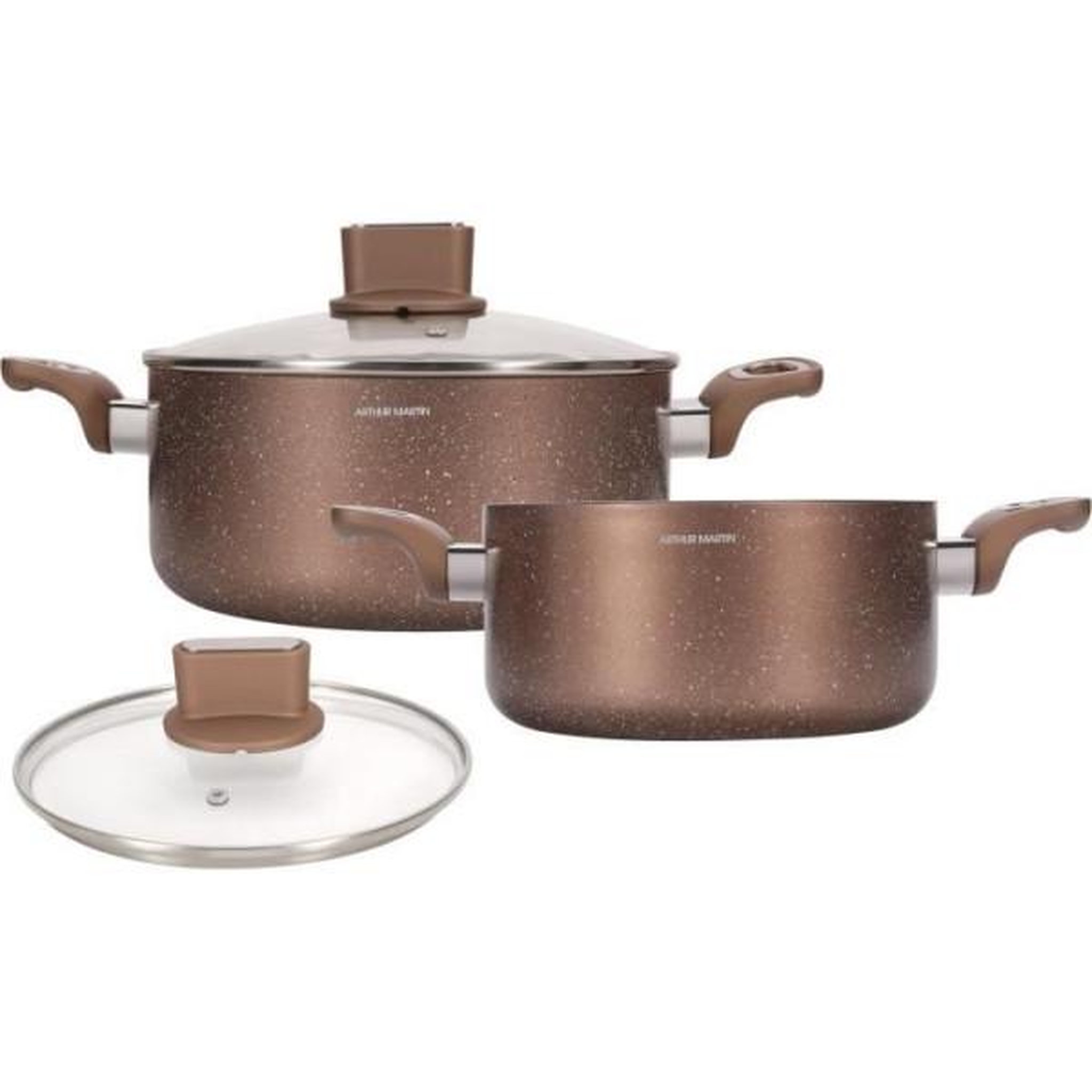 Arthur Martin Set de marmites - ARTHUR MARTIN - AM9820 - 20-24 cm avec couvercle en verre - Aluminium - Tous feux dont induction