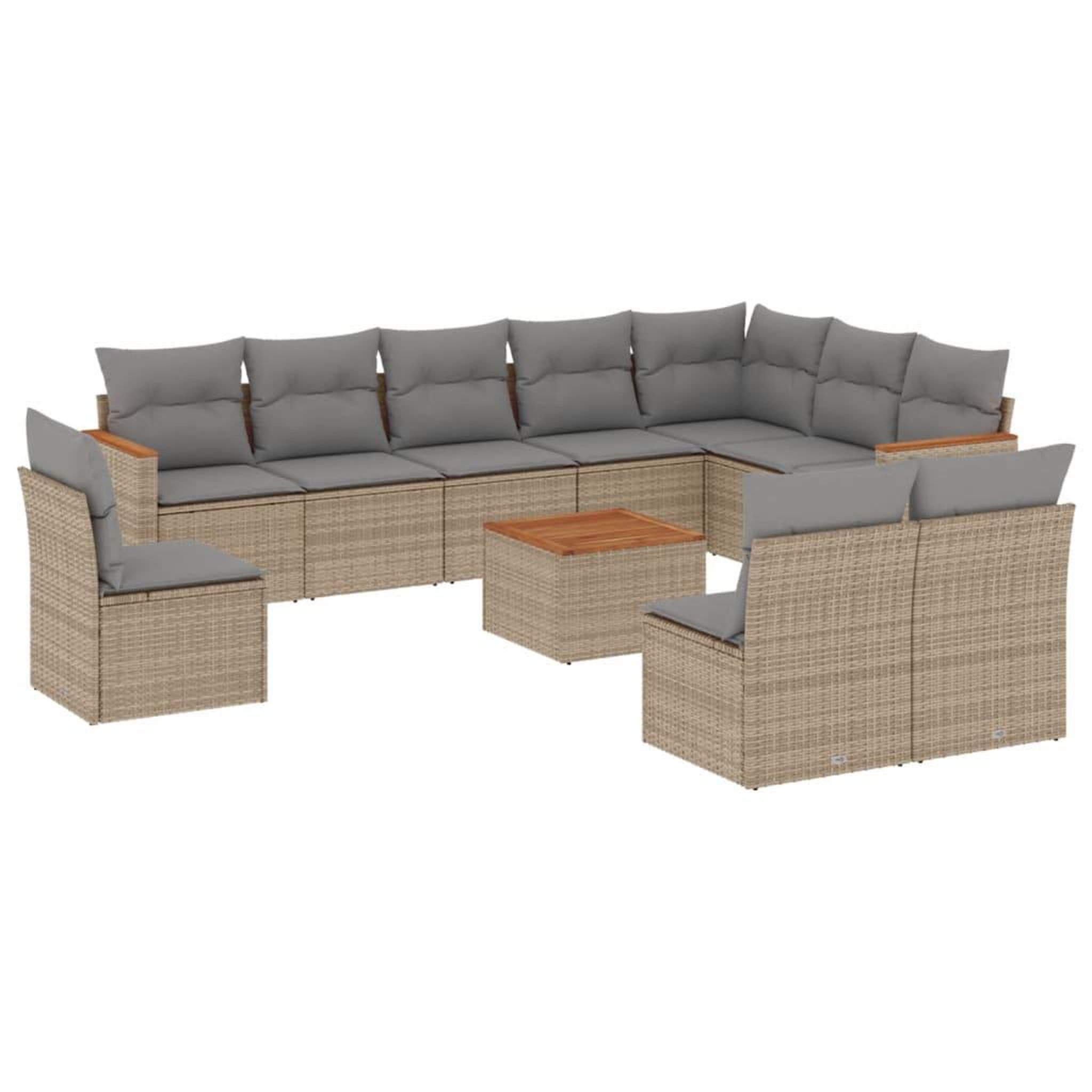 Voir la diapositive 2 : VIDAXL Salon de jardin et coussins 11 pcs melange beige resine tressee