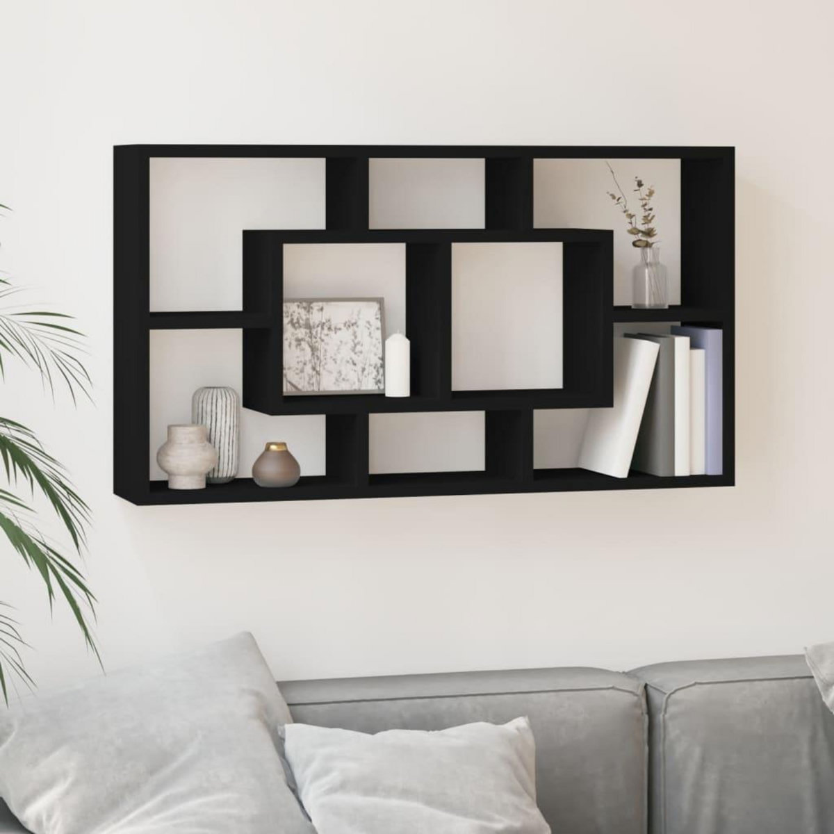 VIDAXL Etagere murale 8 compartiments Noir