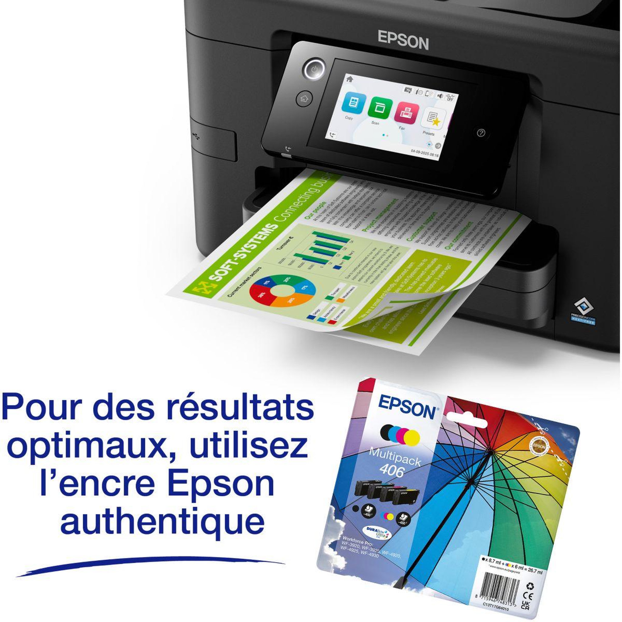 Voir la diapositive 5 : Epson Imprimante jet d'encre WorkForce WF-3925DWF