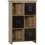 HOMCOM Bibliothèque design industriel - meuble de rangement 3 niches 3 casiers - panneaux particules aspect bois veinage portes métal noir