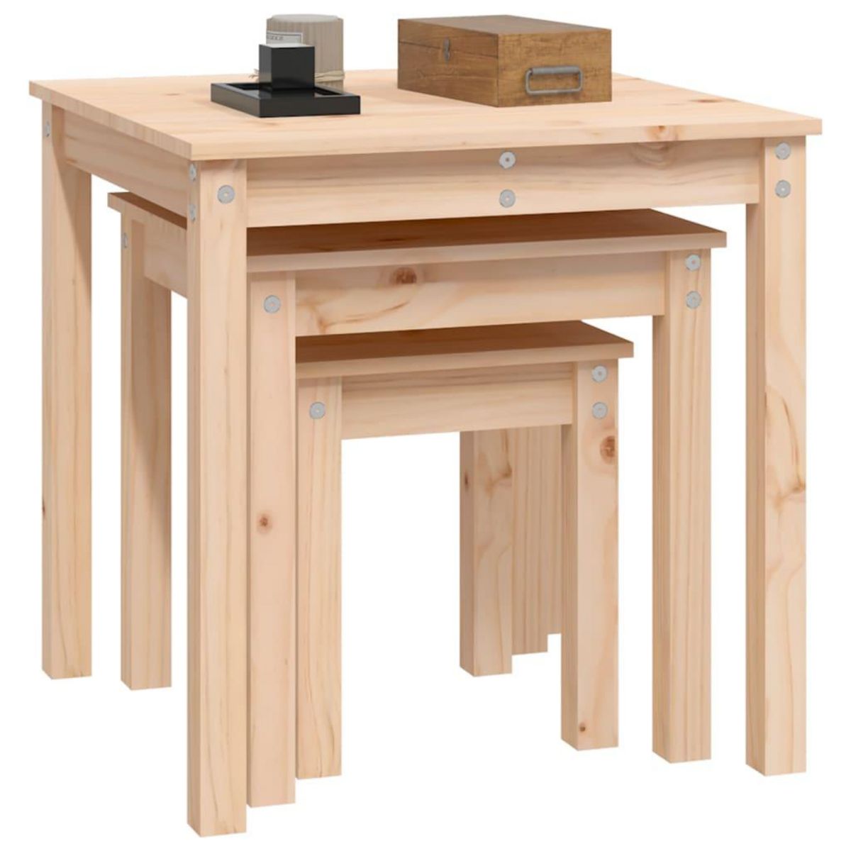 VIDAXL Tables gigognes 3 pcs Bois de pin massif