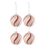 Paris Prix Lot de 4 Boules de Noël  Lignes Tournantes  10cm Blanc