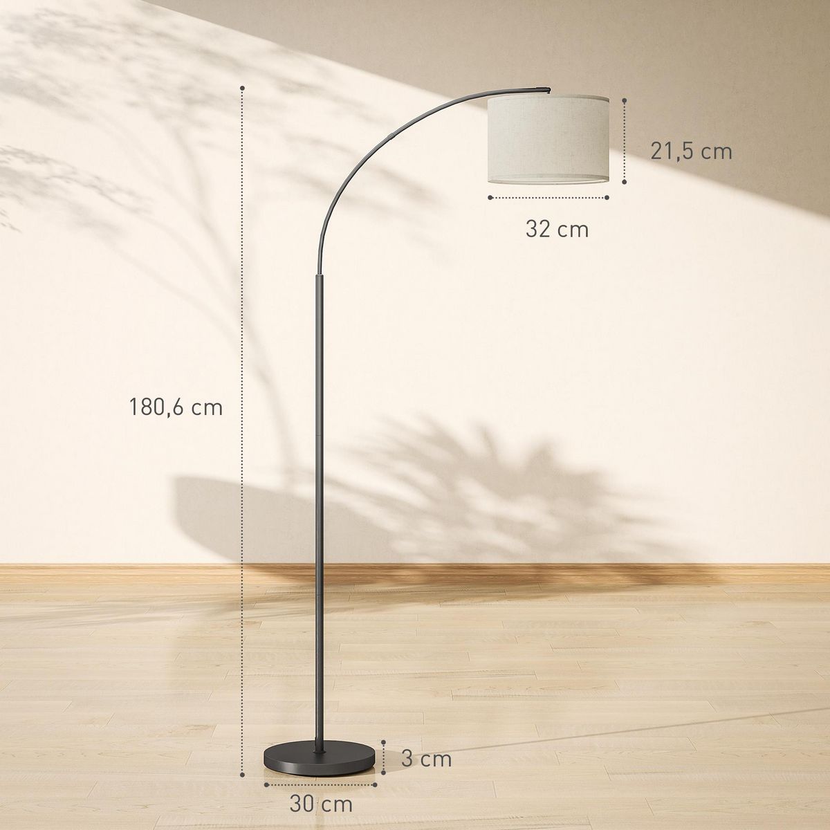 HOMCOM Lampadaire LED dimmable H.180 cm avec télécommande abat-jour réglable 11 température couleurs et niveaux de luminosité noir