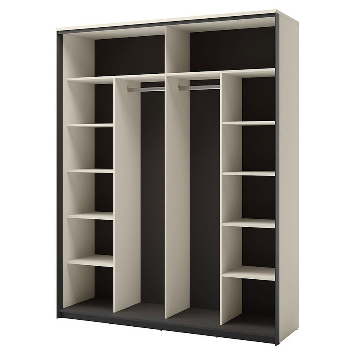 BEST MOBILIER Kimi - armoire - 2 portes coulissantes - led et miroir inclus - 220x221 cm