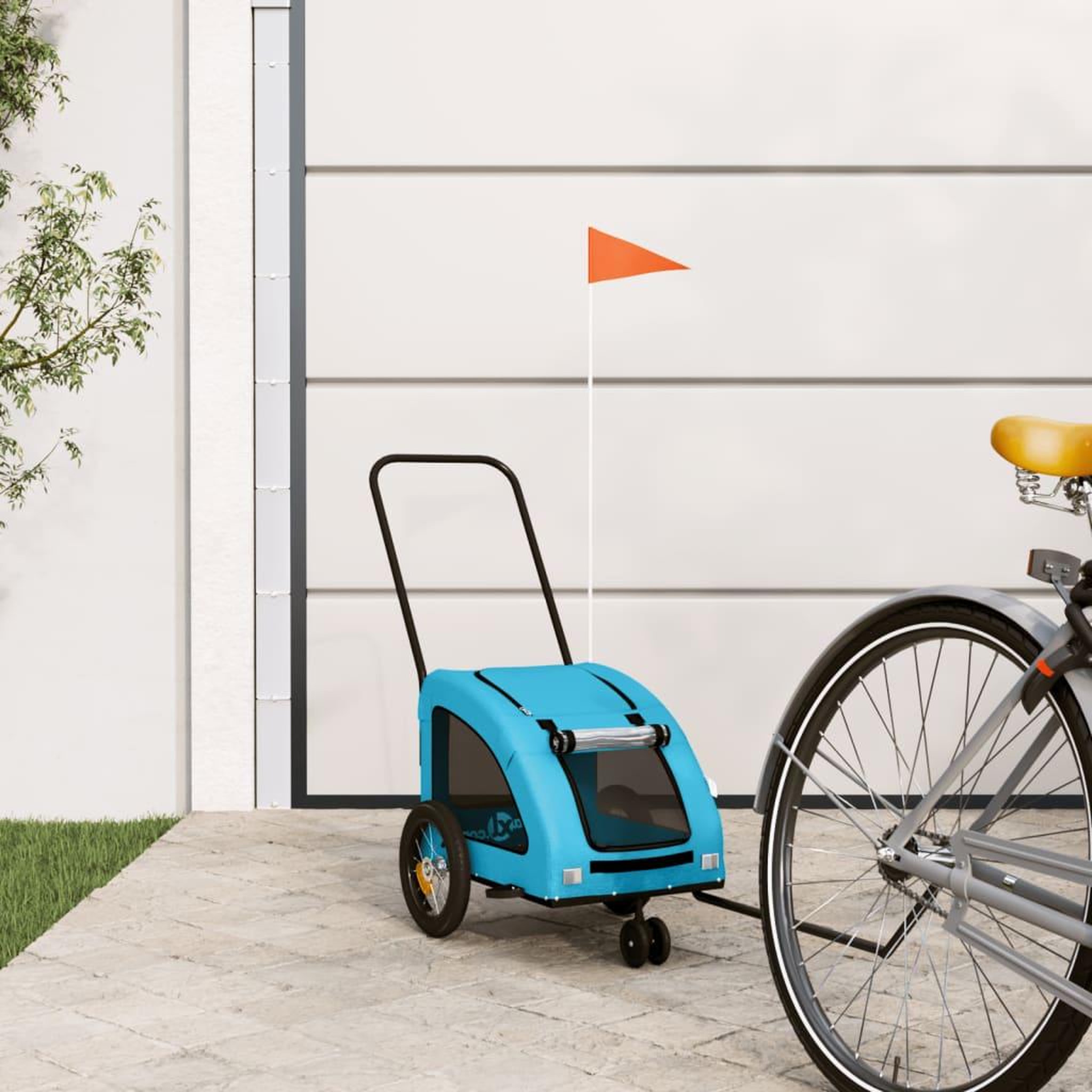 VIDAXL Remorque de velo pour animaux de compagnie bleu