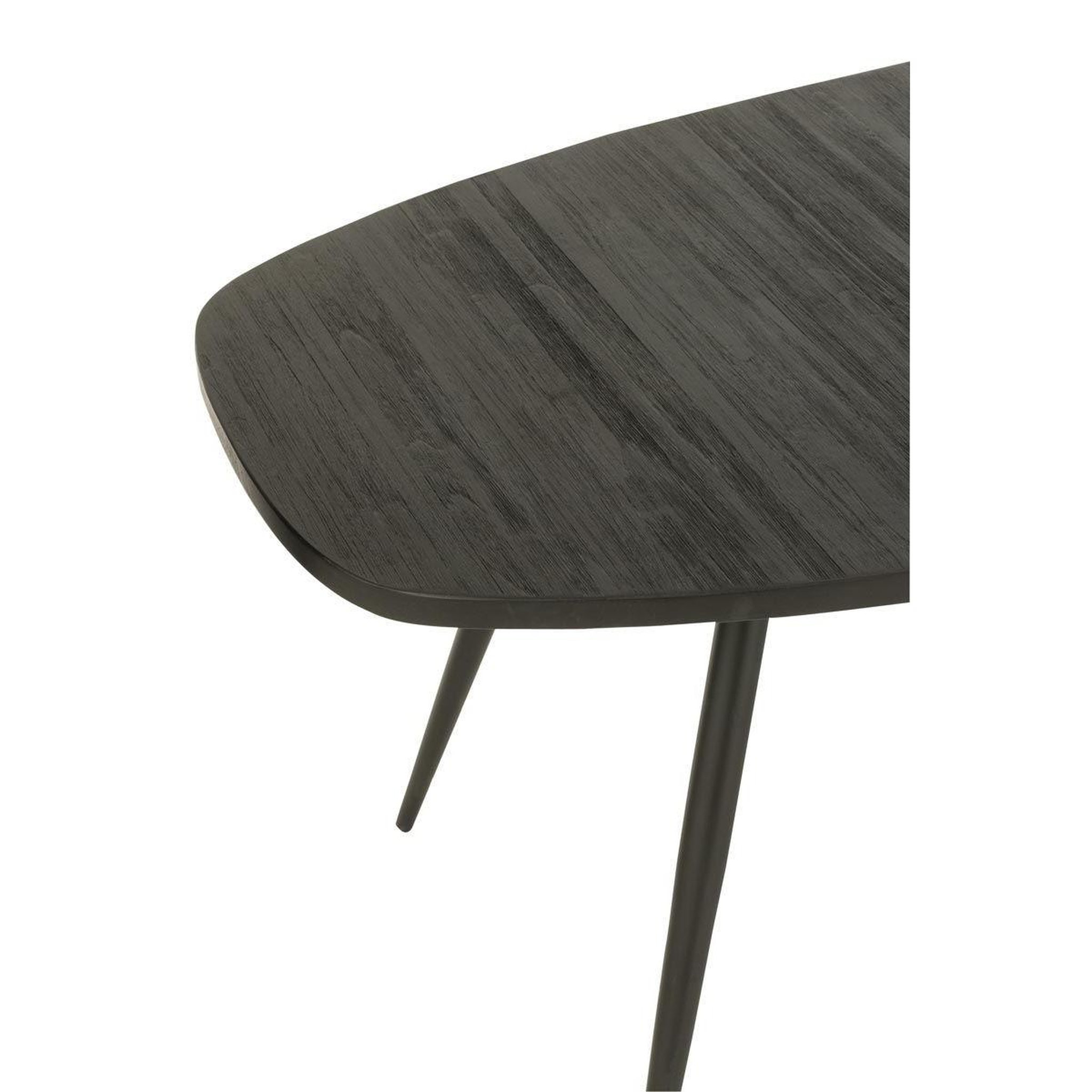 Voir la diapositive 5 : J-LINE Table à manger ovale en bois  teck  200cm noir