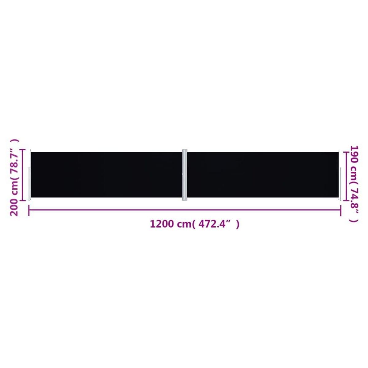 VIDAXL Auvent lateral retractable Noir 200x1200 cm