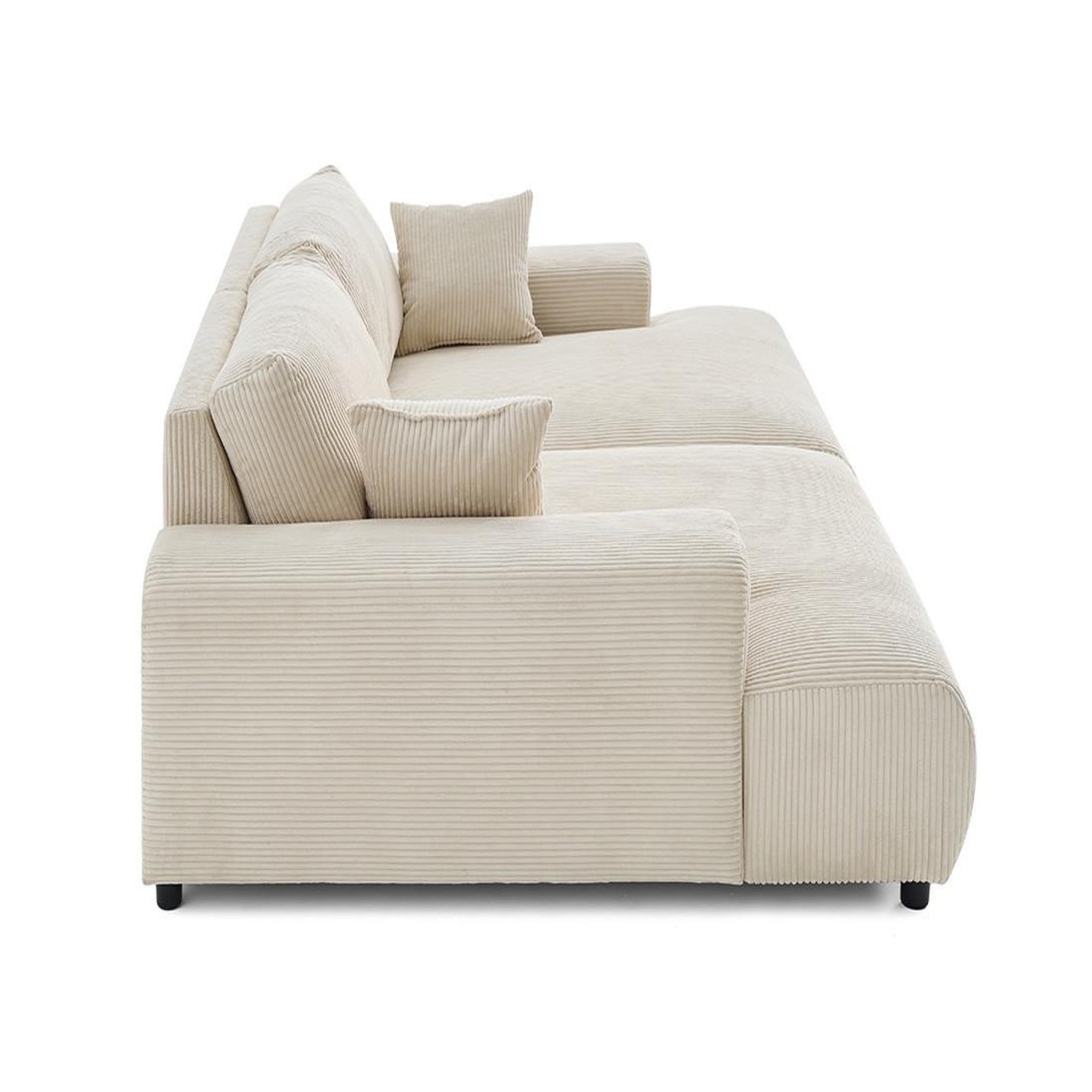 Voir la diapositive 4 : LISA DESIGN Garance - canapé droit 4 places double méridienne - assise profonde - en velours côtelé