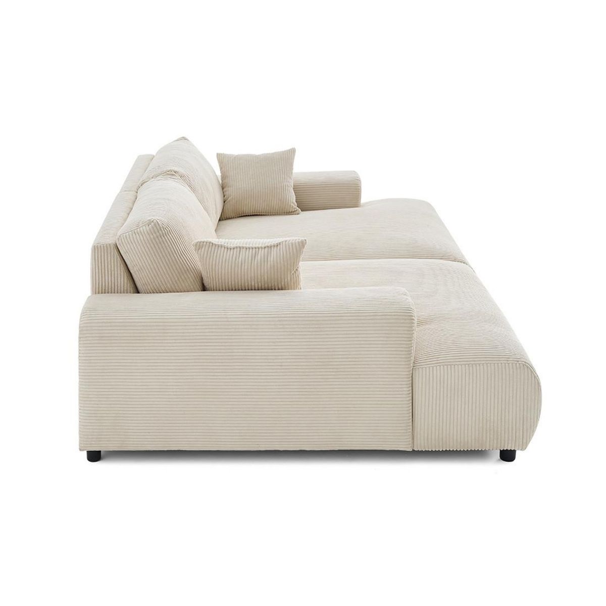 LISA DESIGN Garance - canapé droit 4 places double méridienne - assise profonde - en velours côtelé