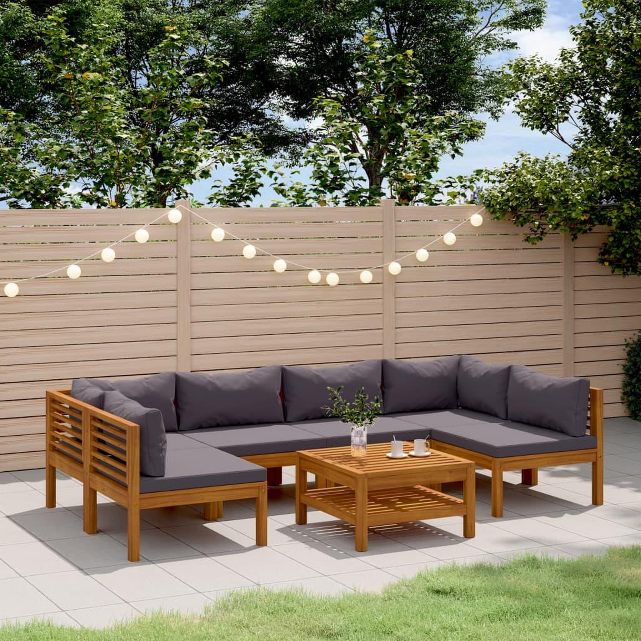 Voir la diapositive 1 : VIDAXL Salon de jardin 7 pcs avec coussin Bois d'acacia solide