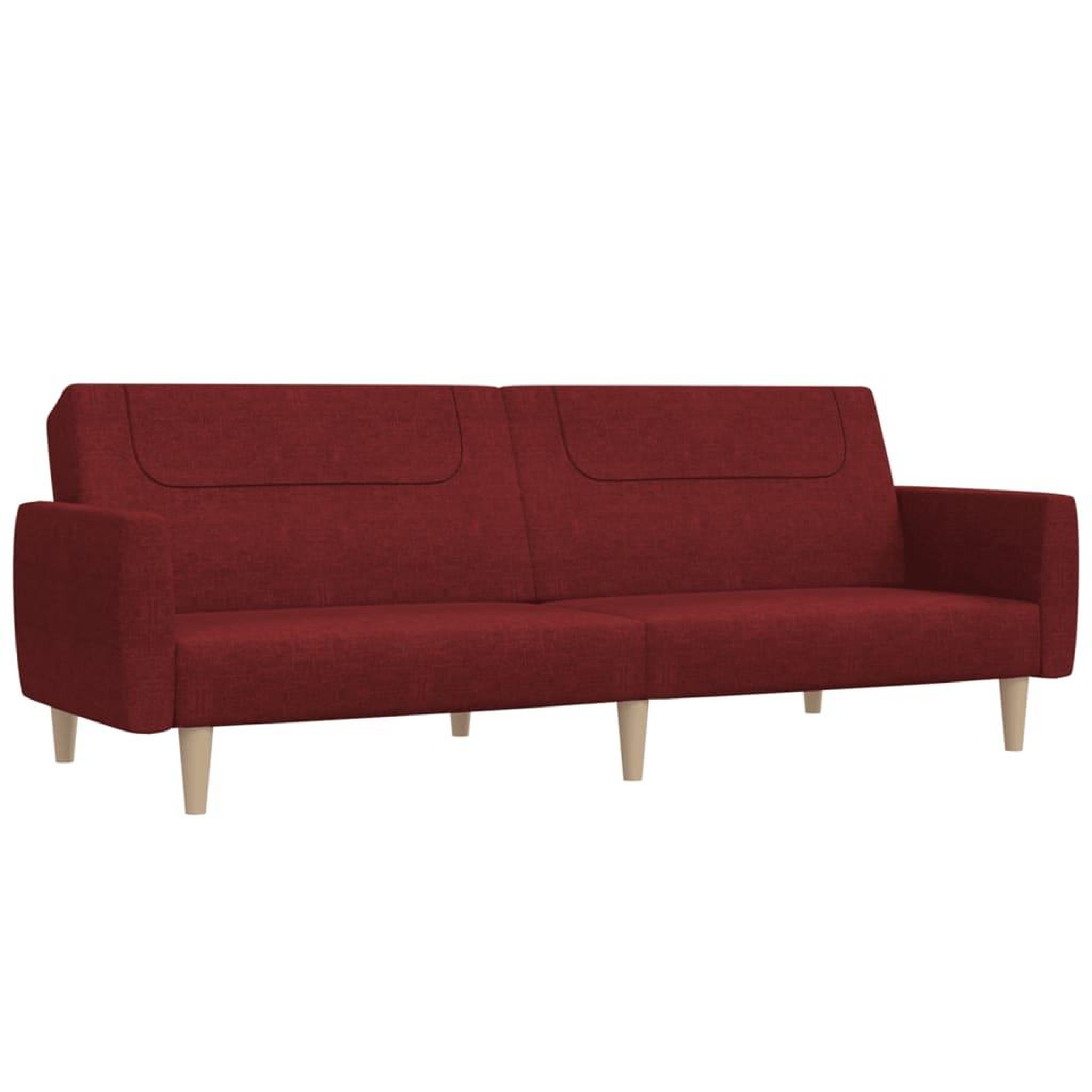 Voir la diapositive 2 : VIDAXL Canape-lit a 2 places rouge bordeaux tissu
