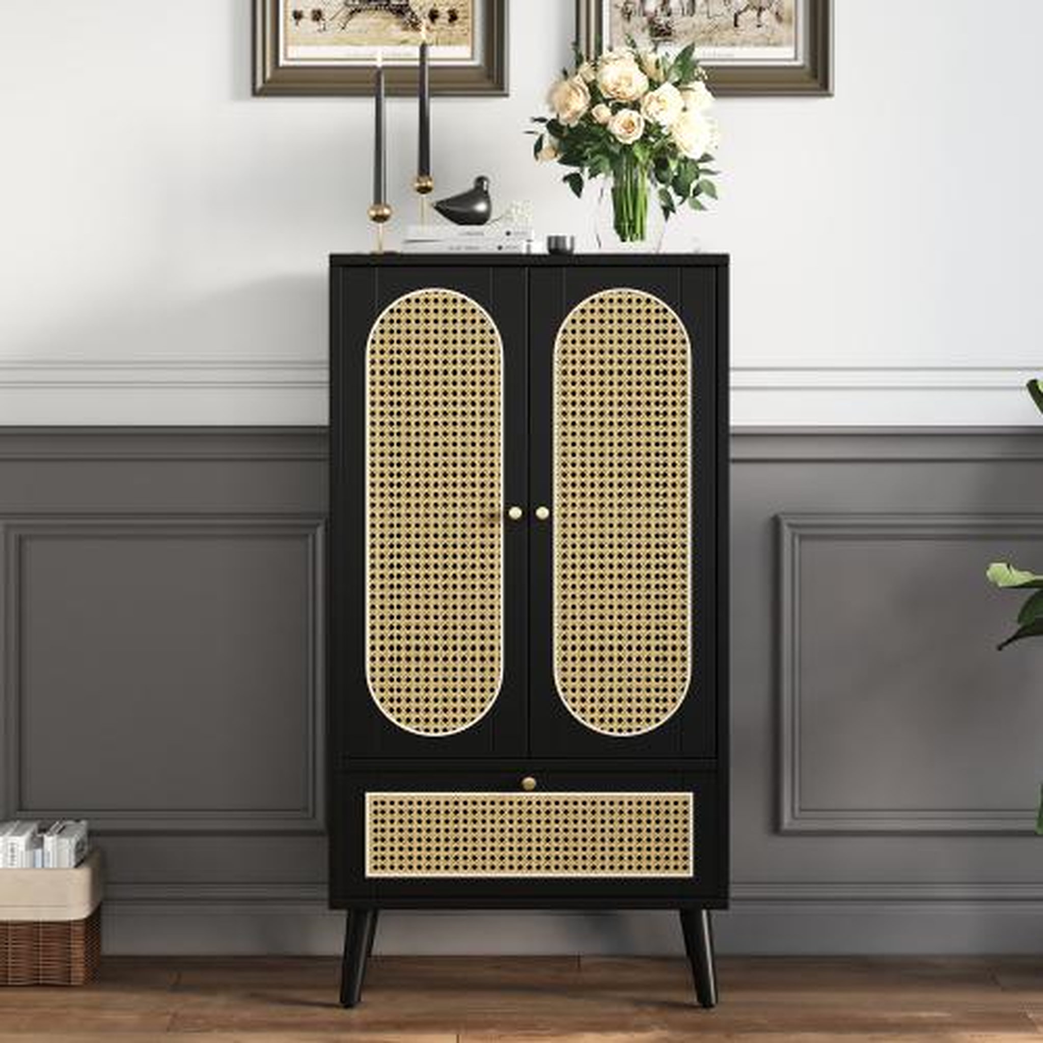 Voir la diapositive 4 : MERAX Buffet 2 porte(s) 1 tiroir(s) - 60 cm noir panneau de particules