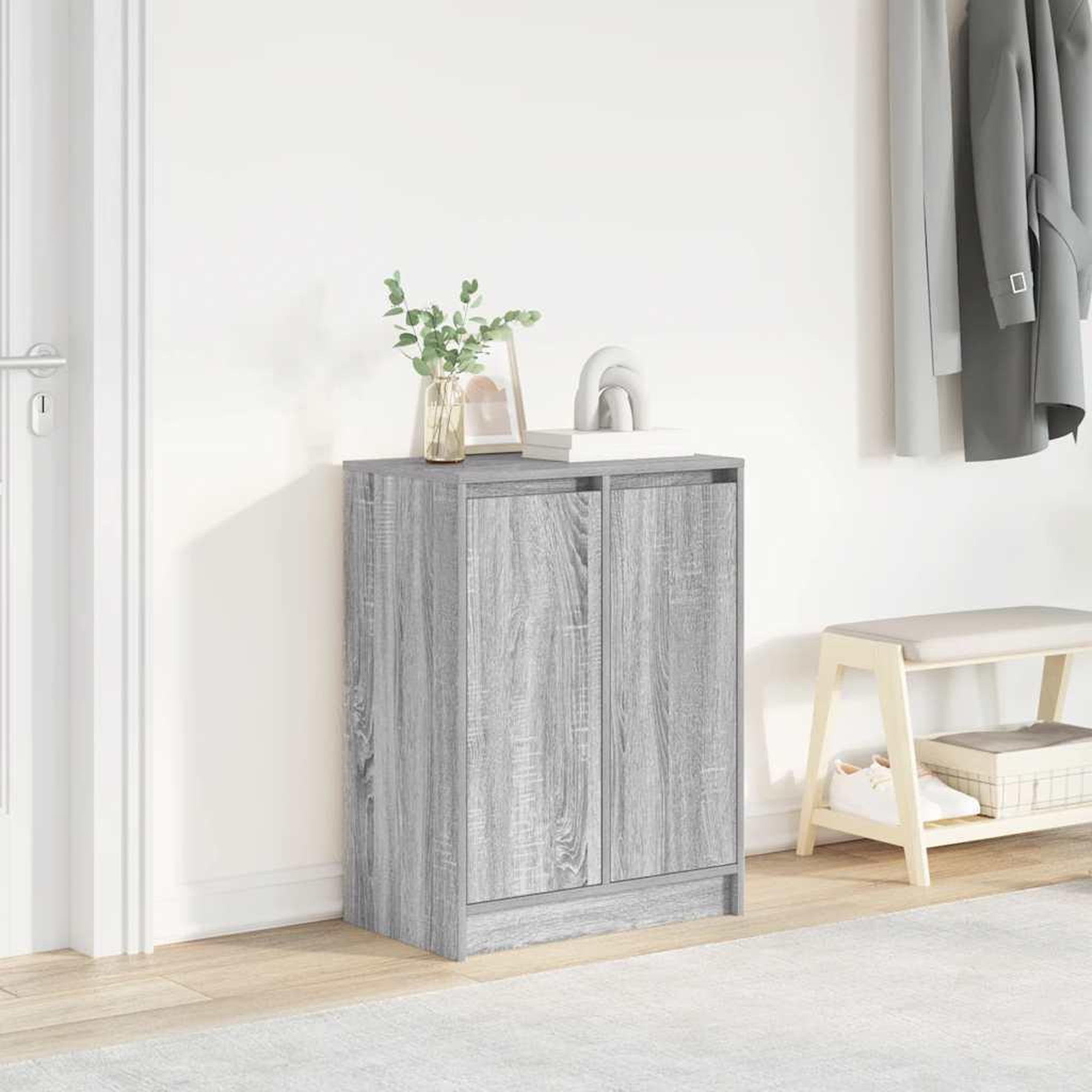 VIDAXL Armoire a chaussures sonoma gris 57x34x76 cm bois d'ingenierie