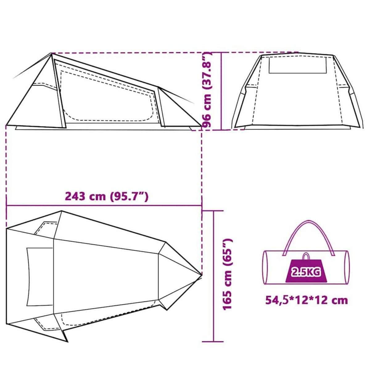 VIDAXL Tente de camping tunnel 2 personnes bleu impermeable