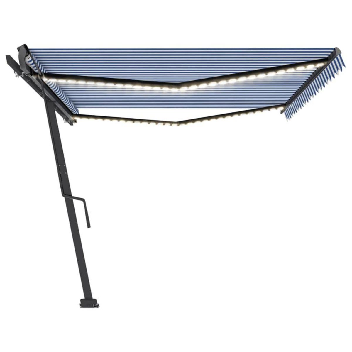 VIDAXL Auvent manuel retractable avec LED 500x300 cm Bleu et blanc