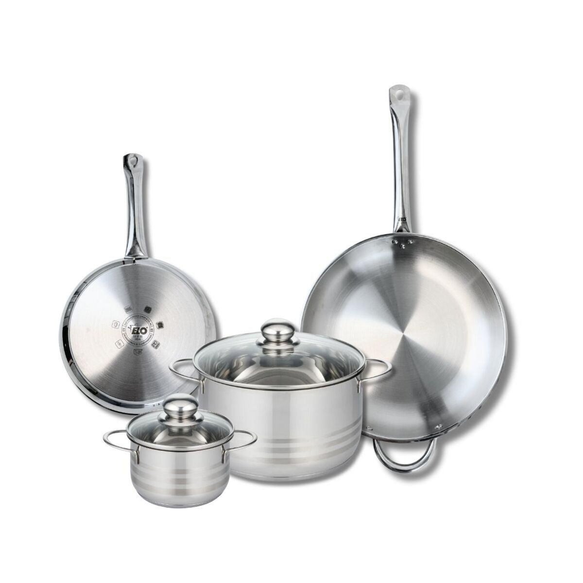 ELO Ensemble de 2 Poêles de cuisson 24 et 32 cm et 2 faitouts 14 et 24 cm Elo Profi Brillant
