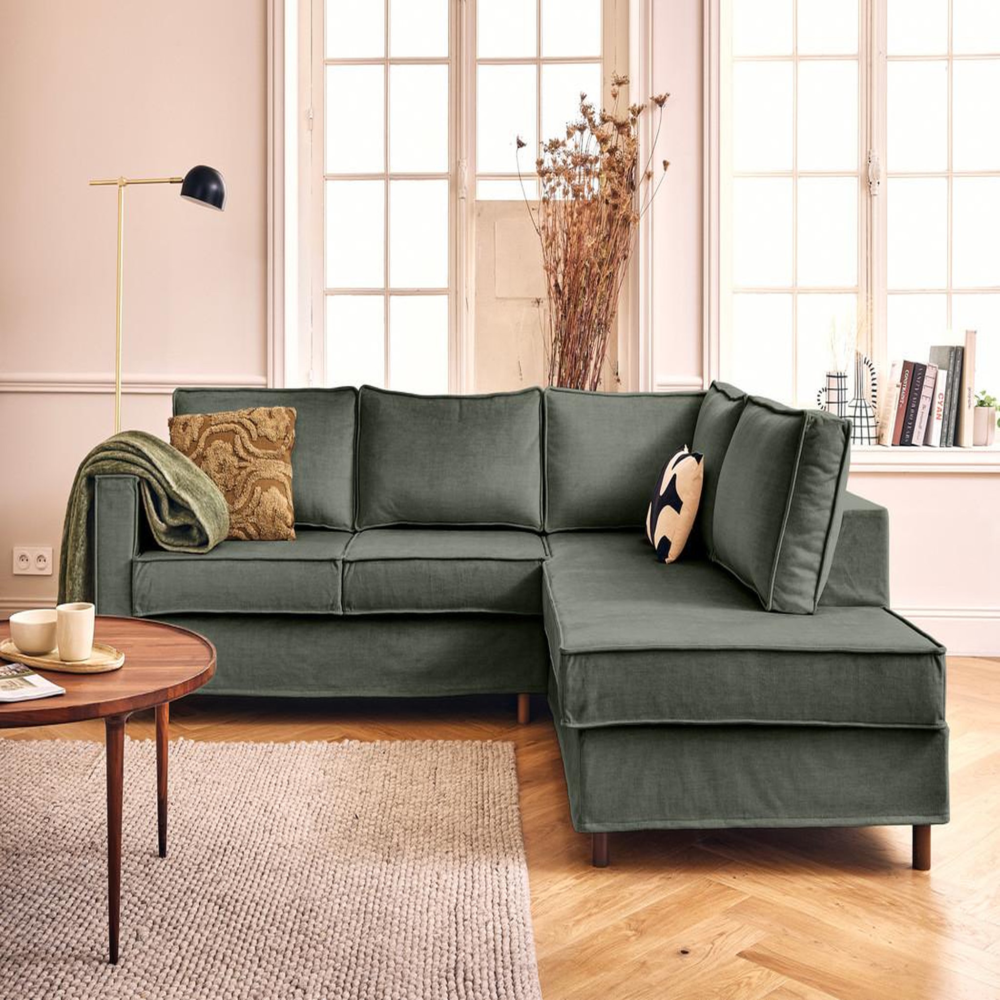 Voir la diapositive 1 : LISA DESIGN Jake - canapé déhoussable d'angle droit 5 places en velours