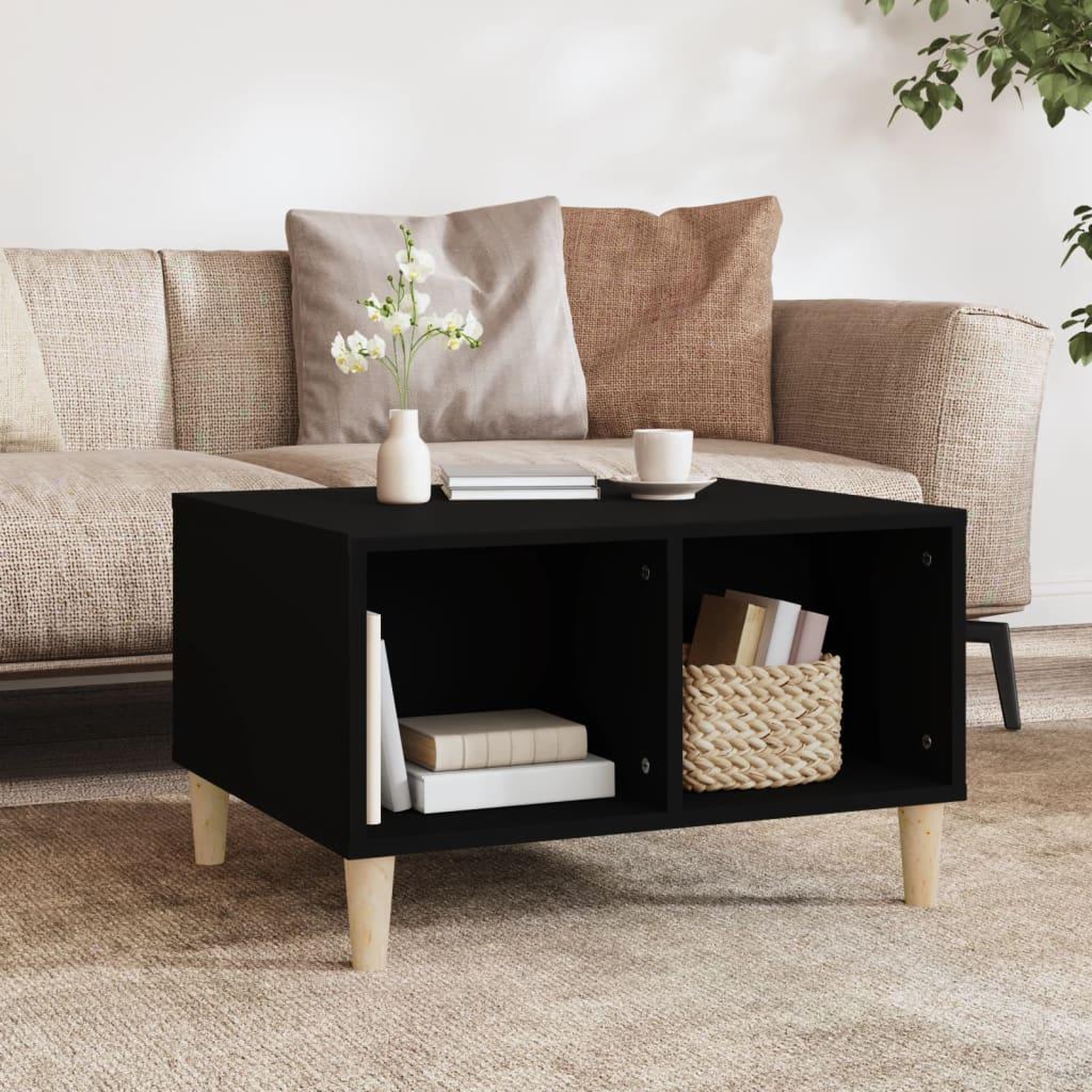 Voir la diapositive 1 : VIDAXL Table basse Noir 60x50x36,5 cm Bois d'ingenierie