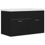 Voir la diapositive 2 : VIDAXL Armoire d'evier avec lavabo integre Noir Agglomere