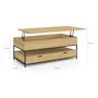 Voir la diapositive 5 : ID MARKET Table basse plateau relevable rectangulaire DETROIT avec 2 tiroirs design industriel