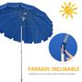 Voir la diapositive 5 : OUTSUNNY Parasol inclinable rond Ø 220 cm tissu polyester haute densité anti-UV mât démontable alu sac de transport inclus bleu