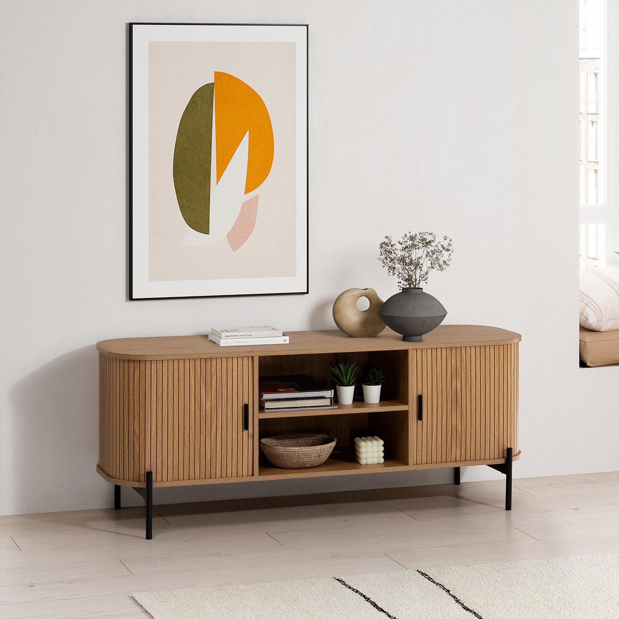 Voir la diapositive 2 : VS VENTA-STOCK Meuble Tv Mónaco 2 portes effet Chêne