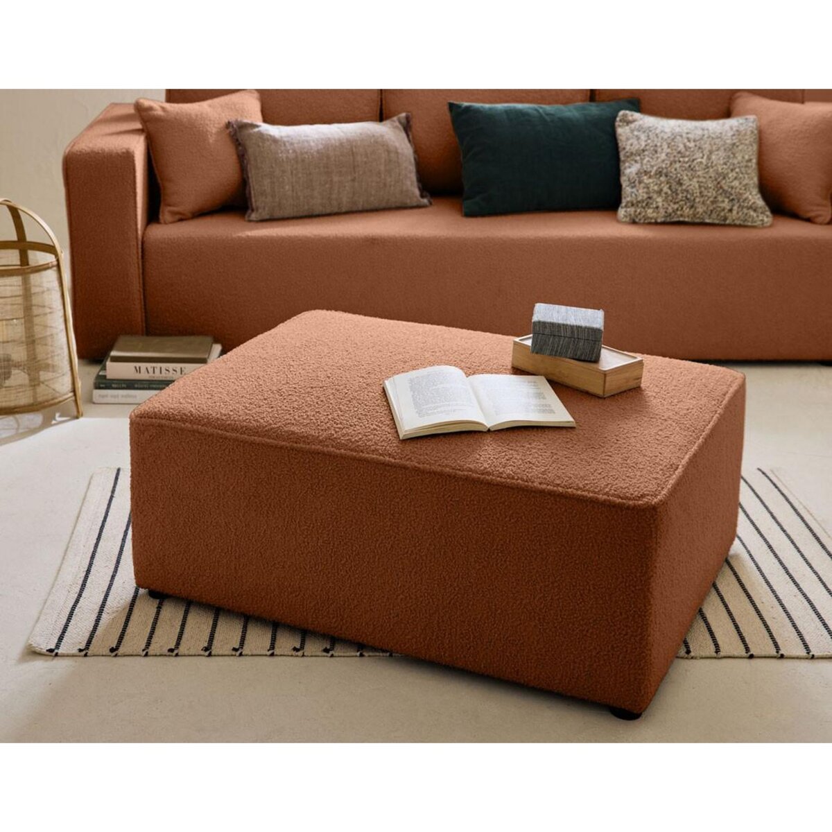 BEST MOBILIER Topaze - pouf - en tissu bouclette