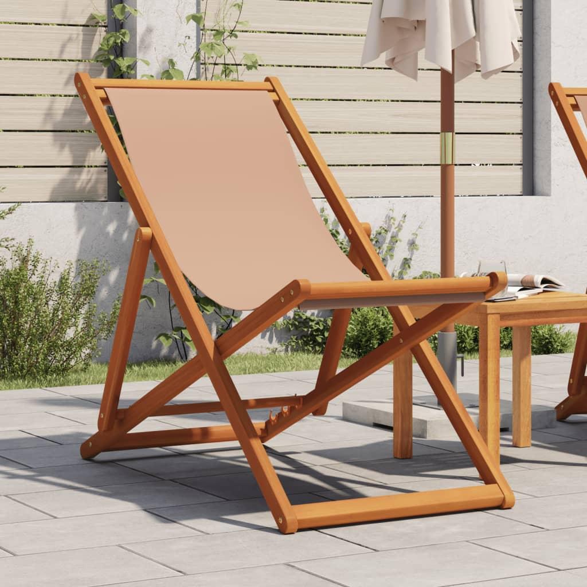 VIDAXL Chaise pliable de plage taupe bois d'eucalyptus massif et tissu