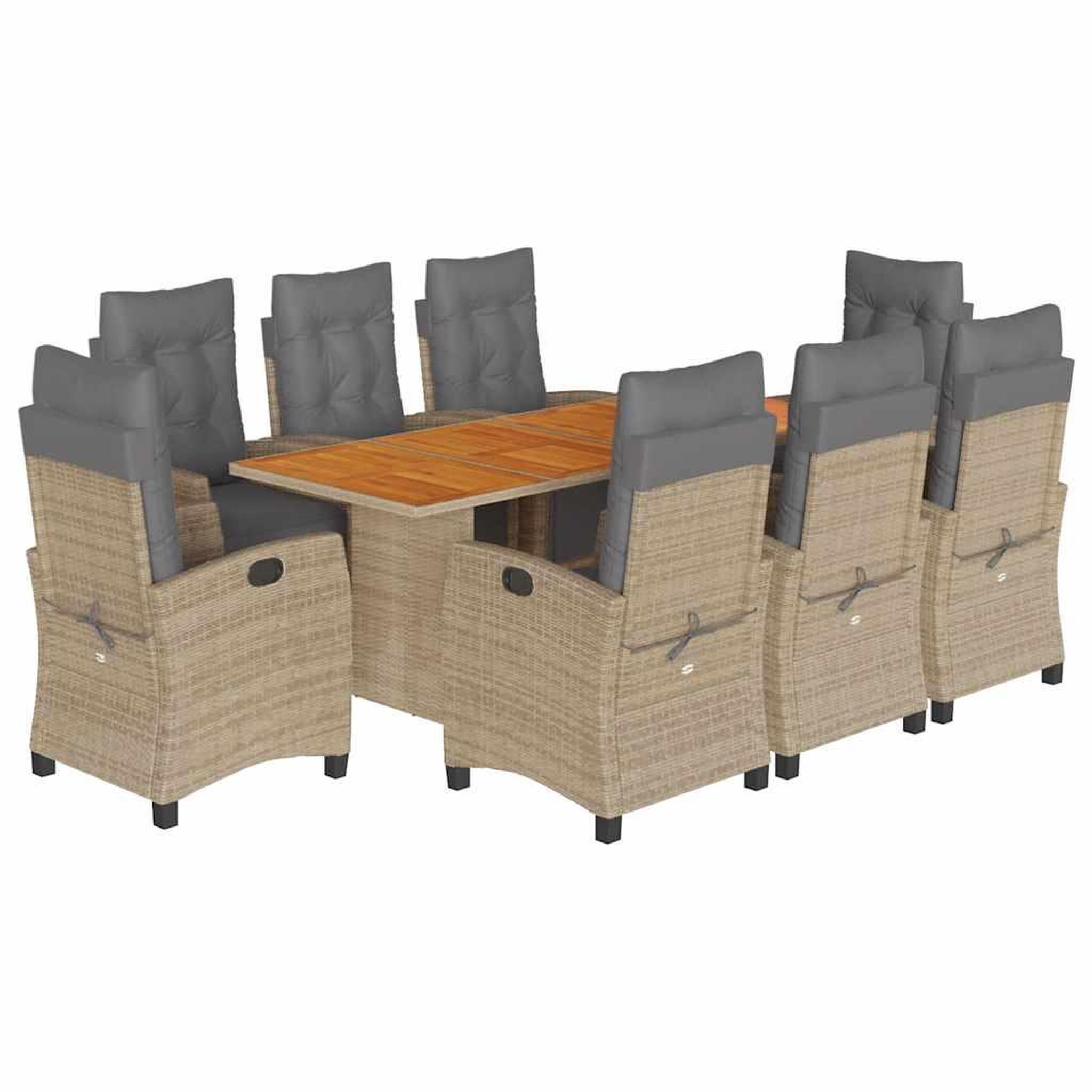 Voir la diapositive 2 : VIDAXL Ensemble a manger de jardin et coussins 9 pcs melange beige