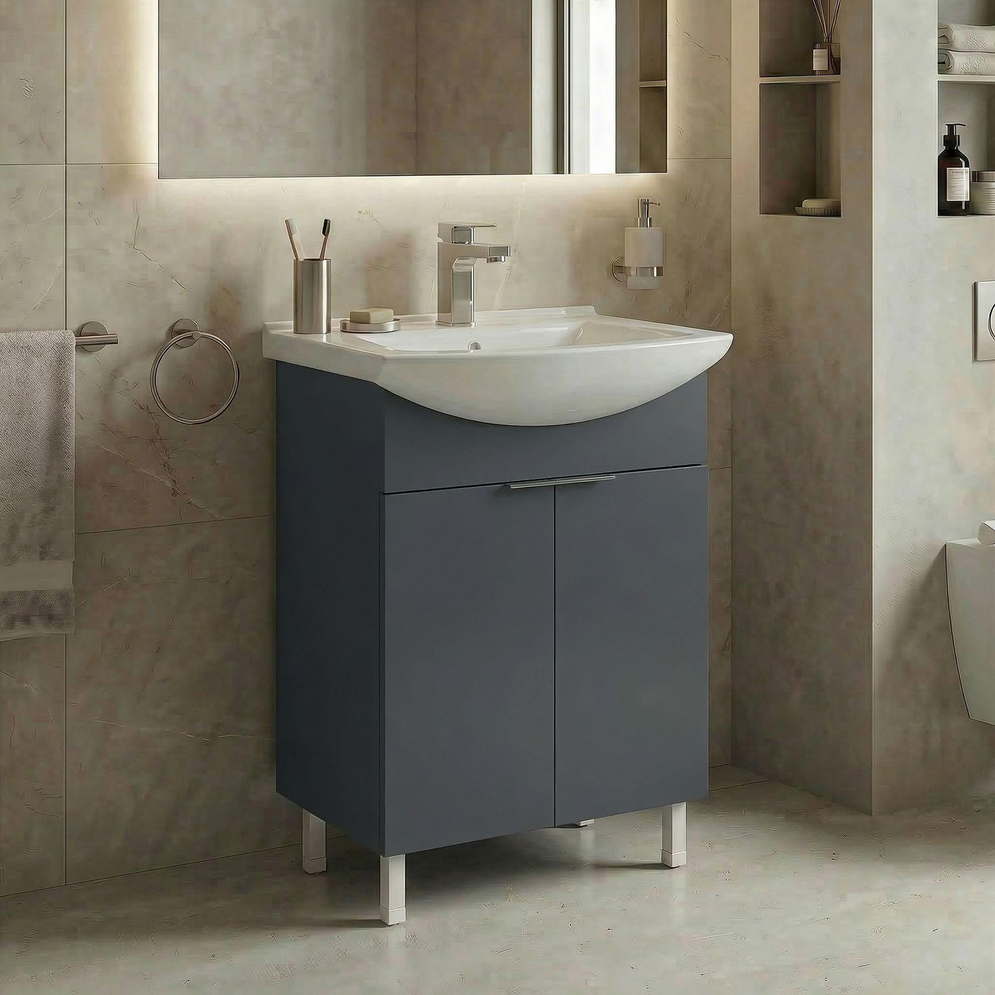 Voir la diapositive 2 : Habitat et Jardin Meuble Vasque  Purus 55  - 55 x 50 x 83 cm - Matte Anthracite
