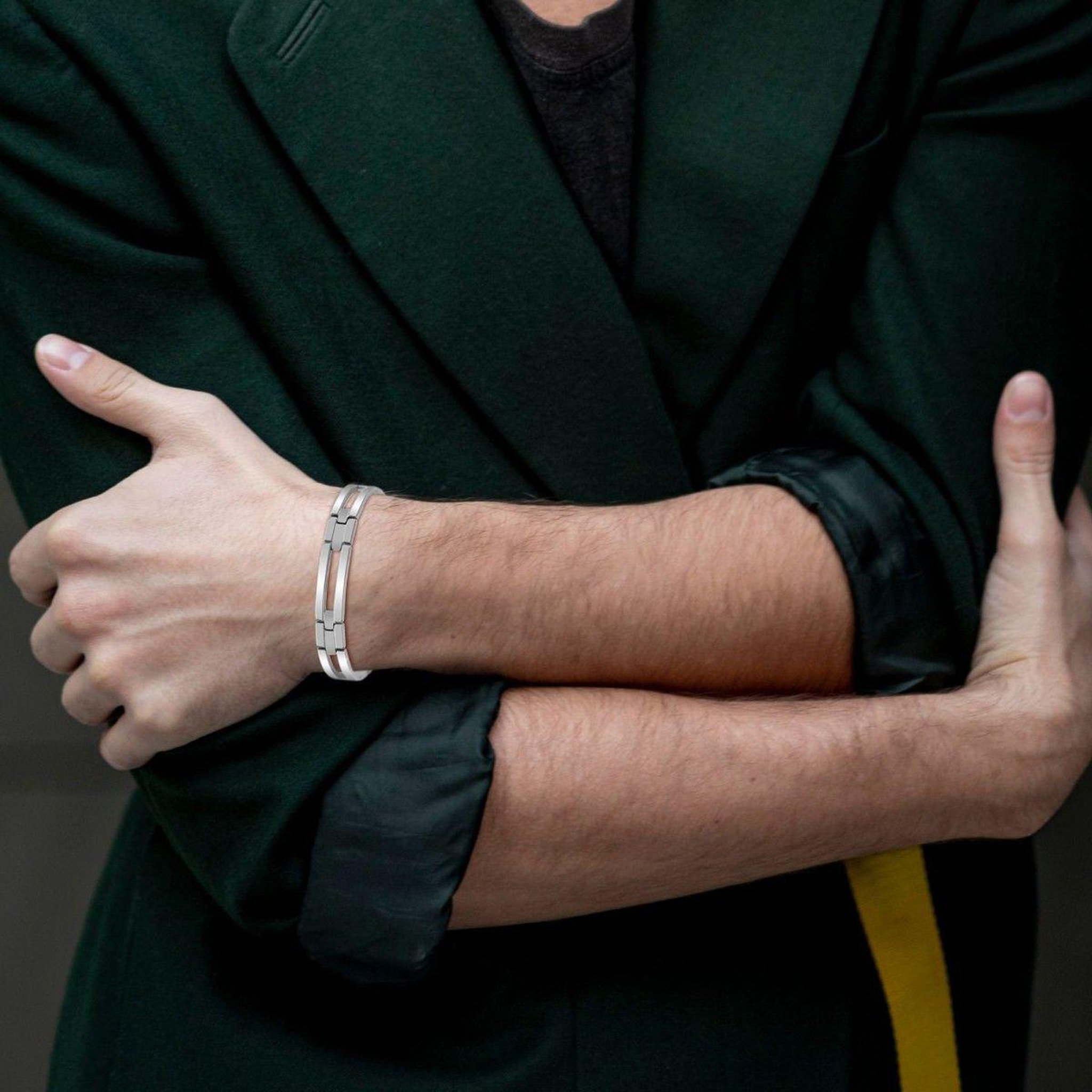 Voir la diapositive 2 : SC CRYSTAL Bracelet homme en acier inoxydable