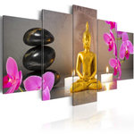 Paris Prix Tableau Imprimé  Golden Buddha & Orchids. Coloris disponibles : Multicolore