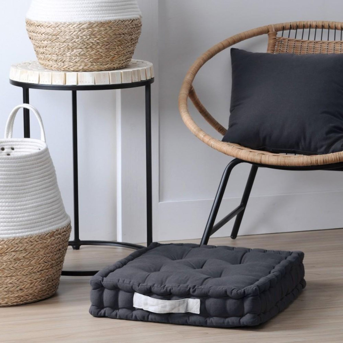 STOF Coussin de sol 45x45x10cm gris anthracite 100% coton