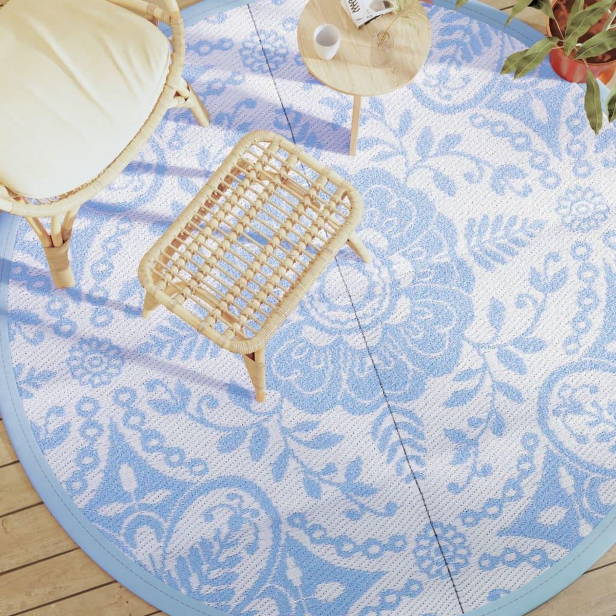 VIDAXL Tapis d'exterieur ARAKIL bleu azure Ø200 cm PP