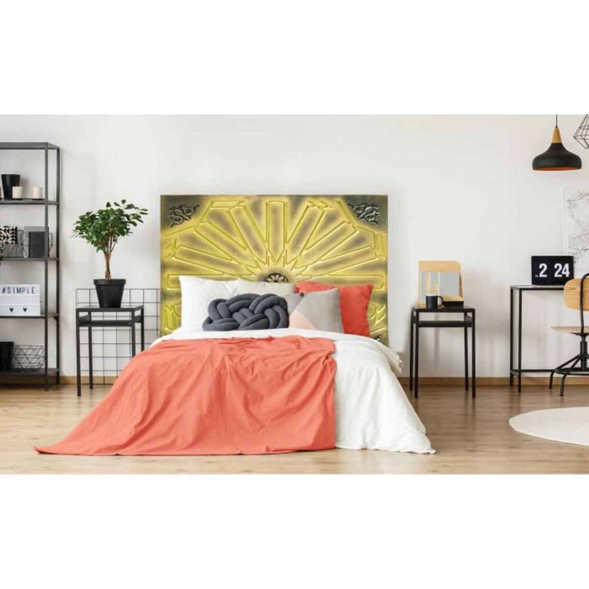 Paris Prix Tête de Lit Sculptée Déco  Soleil  160cm Or