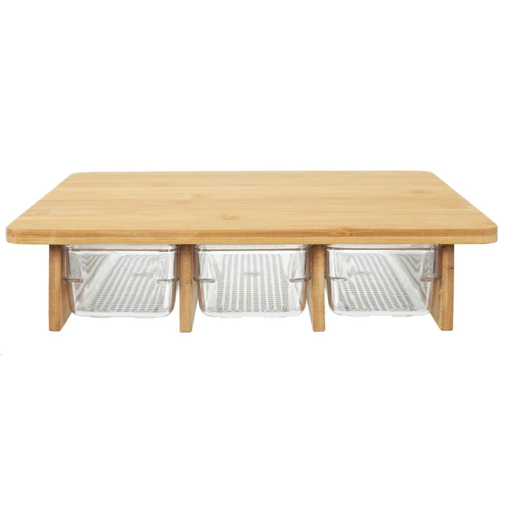 Voir la diapositive 2 : COOK CONCEPT Planche à Découper  3 Tiroirs  32cm Transparent
