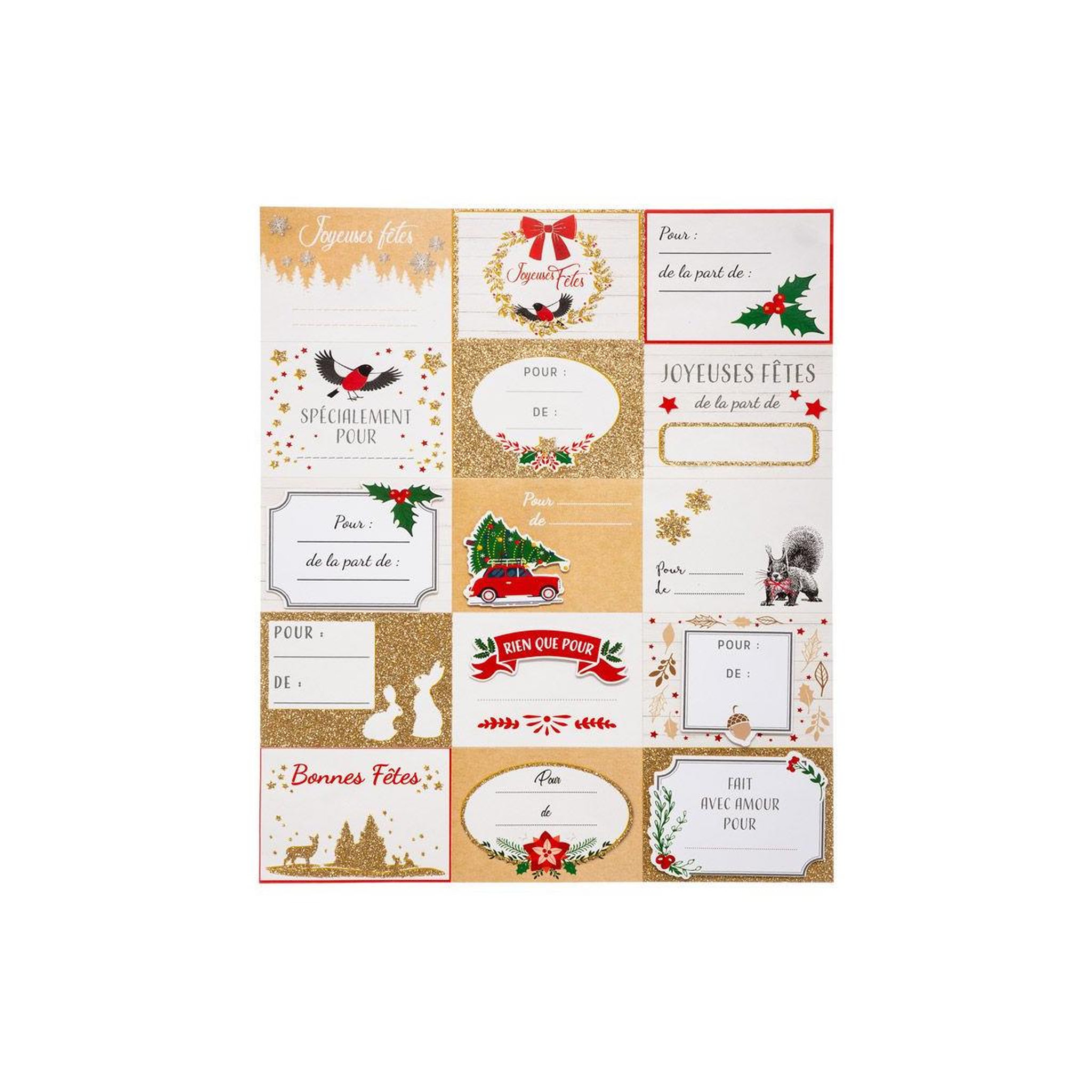 FEERIC LIGHT & CHRISTMAS Lot de 15 Étiquettes Cadeaux  Paquet  25cm Or
