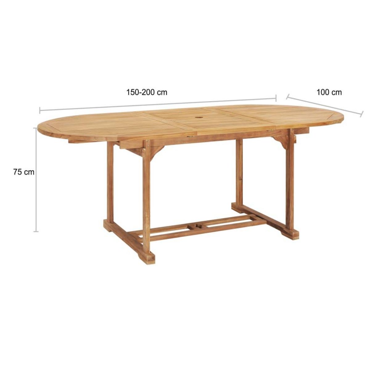 VIDAXL Table de jardin extensible 150-200x100x75 cm Teck solide