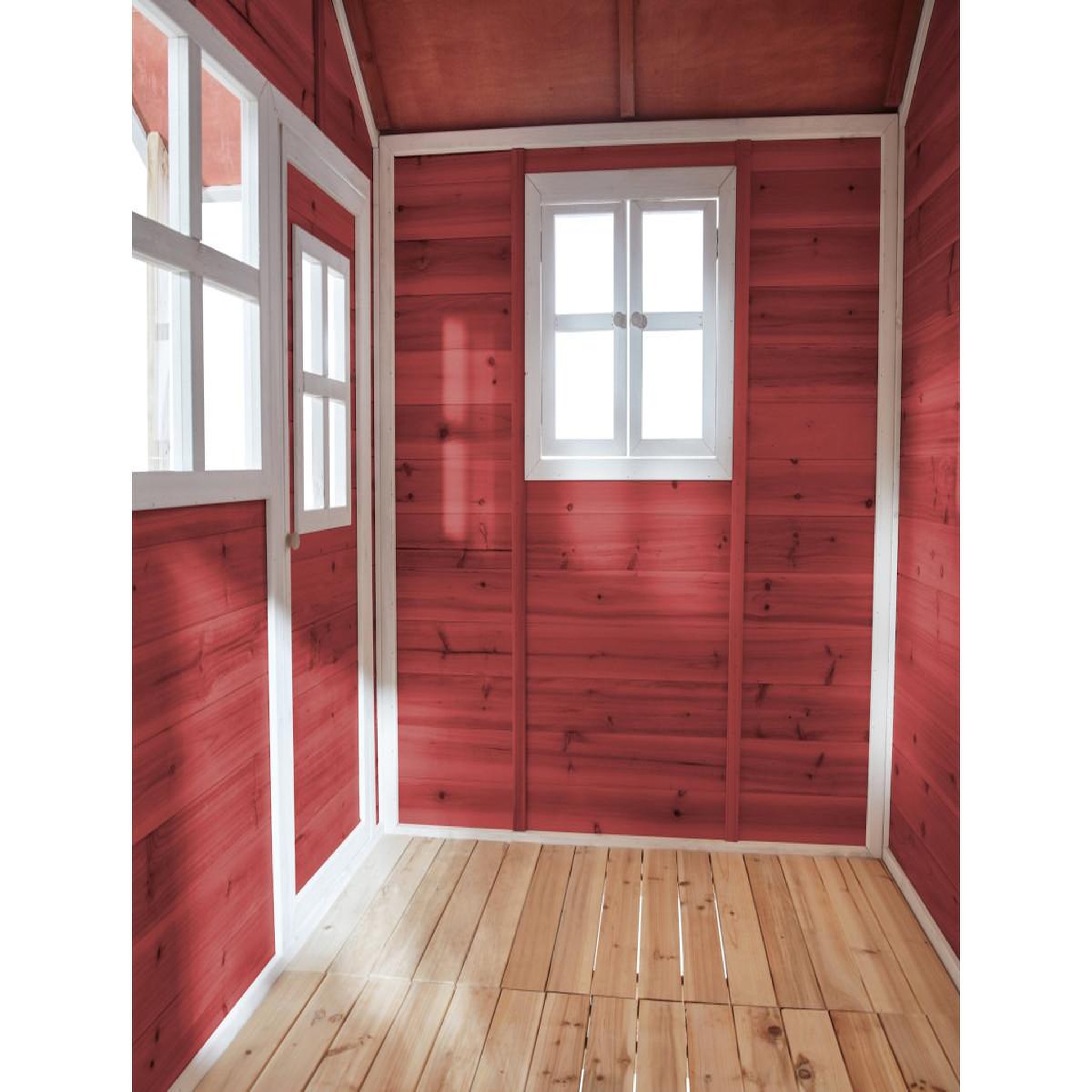 Voir la diapositive 4 : EXIT TOYS Maisonnette en bois pour enfants loft 350 rouge - exit toys