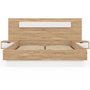Voir la diapositive 3 : ID MARKET Lit double SANTA avec tête de lit + tables de chevet intégrées et sommier 160 x 200 cm bois et blanc