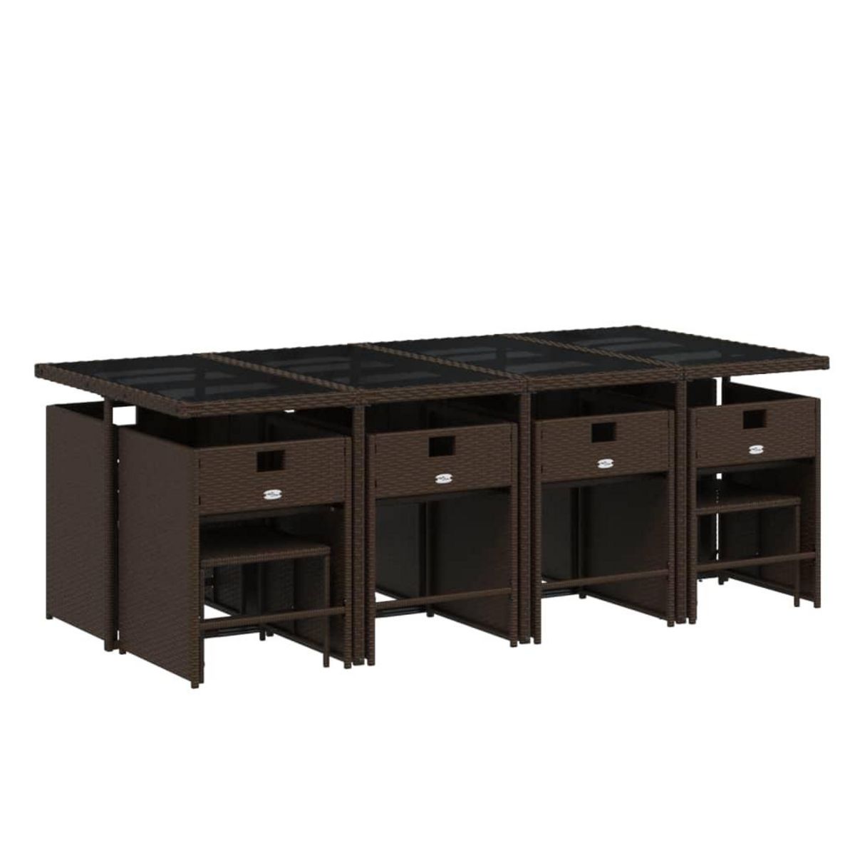 VIDAXL Ensemble a manger de jardin avec coussins 13 pcs marron rotin