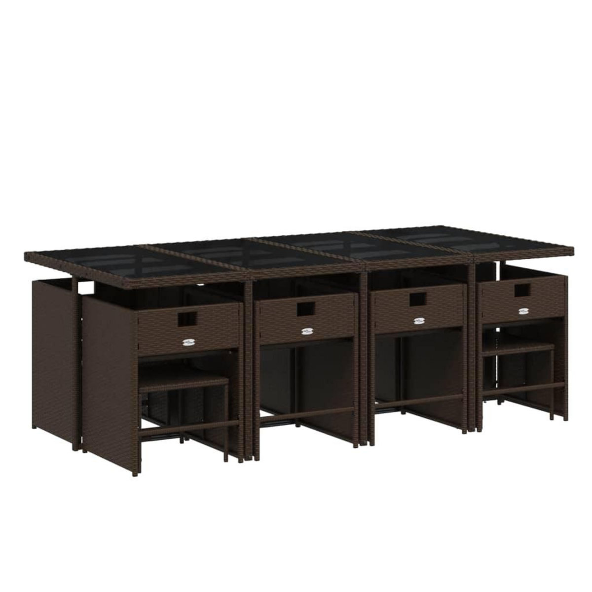 VIDAXL Ensemble a manger de jardin avec coussins 13 pcs marron rotin